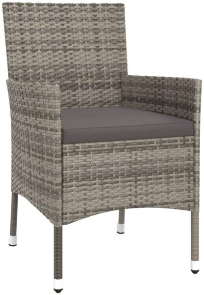 vidaXL 3-tlg. Garten-Bistro-Set mit Kissen Grau Poly Rattan 3187434 Bild 4
