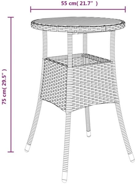 vidaXL 3-tlg. Garten-Bistro-Set mit Kissen Grau Poly Rattan 3187434 Bild 9
