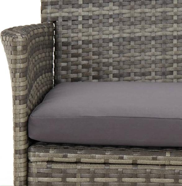 vidaXL 3-tlg. Garten-Bistro-Set mit Kissen Grau Poly Rattan 3187434 Bild 6