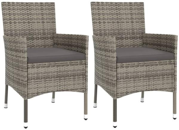 vidaXL 3-tlg. Garten-Bistro-Set mit Kissen Grau Poly Rattan 3187434 Bild 3