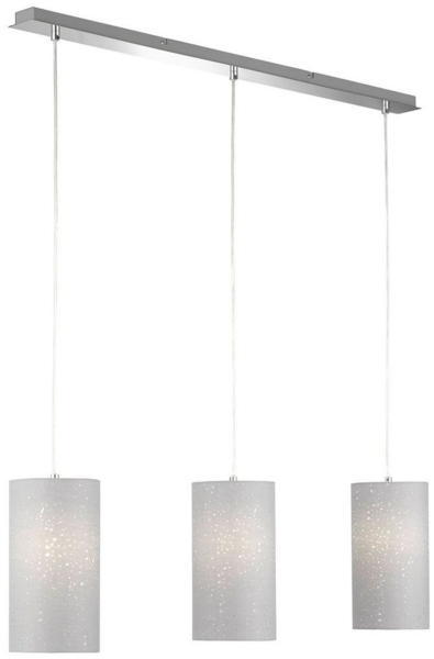 FISCHER & HONSEL LED Pendelleuchte, Dimmfunktion, LED wechselbar, Warmweiß, Designklassiker Zylinder Stoff-Schirm 3 flammig hängend 110cm lang