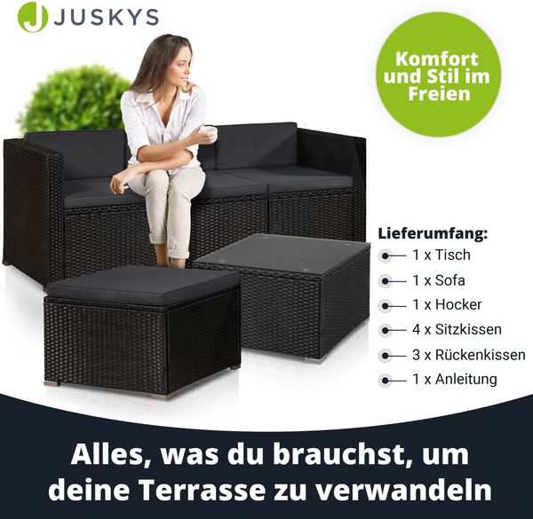 Juskys 'Punta Cana' Lounge, Polyrattan , Schwarz | Dunkelgrau, M Bild 5