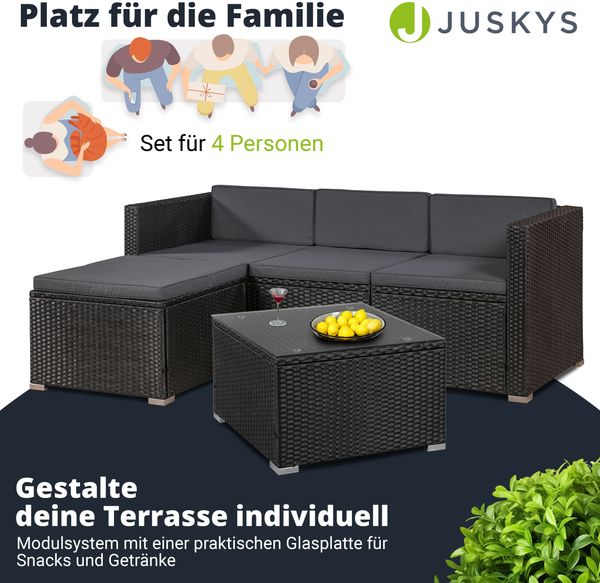 Juskys 'Punta Cana' Lounge, Polyrattan , Schwarz | Dunkelgrau, M Bild 3