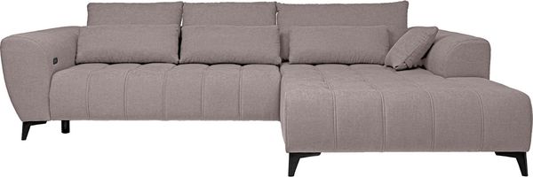WERK2 Ecksofa Garay, XXL-Liegefläche: elektrisch ausziehbar auf ca. 228×126 cm, Luxus in Übergröße: XXL-Liegefläche, Komfort-Ottomane & stilvolle Füße