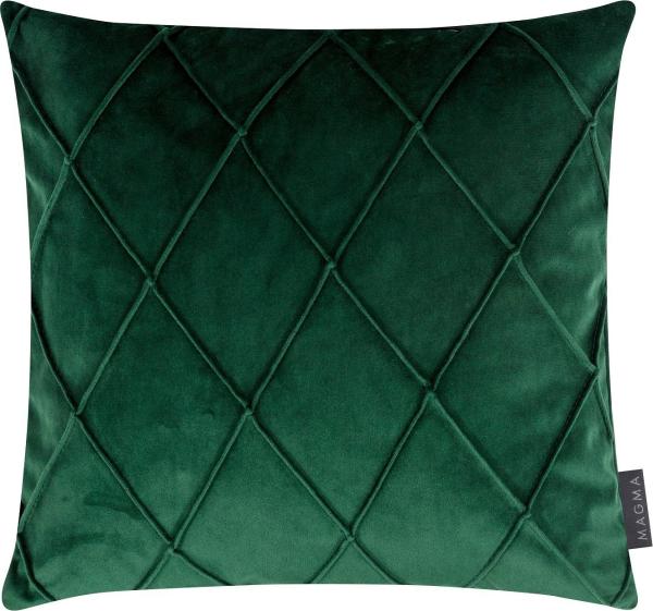 MAGMA Kissenhüllen NOBLESS samtig weich kuschelig einfarbig Rautenmuster - ca. 50 x 50 cm - 2er Set grün