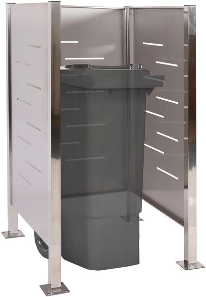 Mülltonnen-Zaun HWC-J55, Mülltonnenverkleidung Mülltonnenaufbewahrung, 150x85x85cm Metall ~ Edelstahl