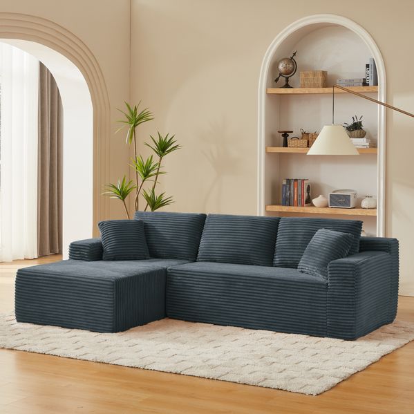3-Sitzer Wohnlandschaft in Dunkelgrau, modular H 65 x T 252.5 x B 163 cm mit Stoffbezug und Speicherschaum