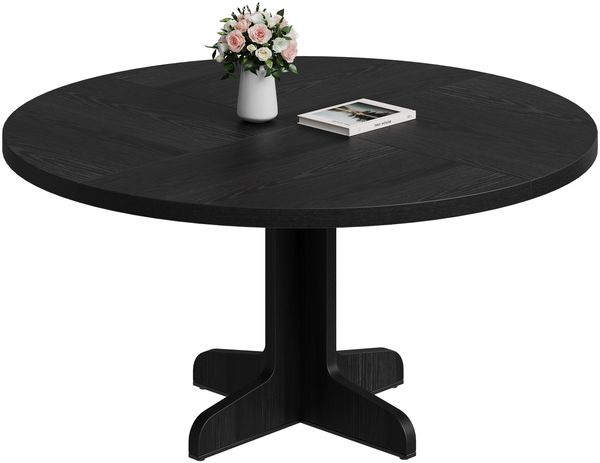 GarveeLife Esstisch 120 cm, Runder Tisch, Holzesstisch, Küchentisch für 4 bis 6 Personen, geeignet für Esszimmer und Küchen, Schwarz