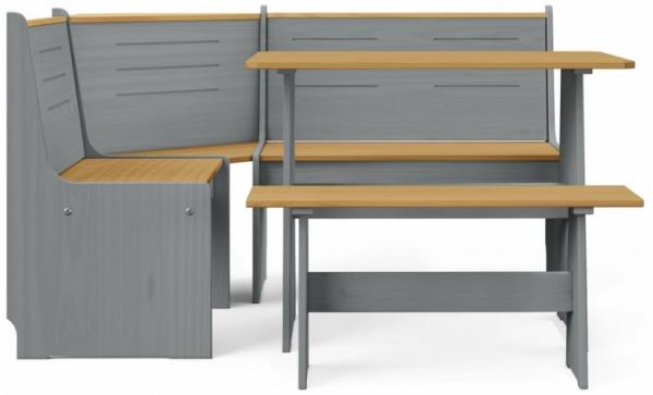 vidaXL 3-tlg. Eckbankgruppe REINE Honigbraun Grau Massivholz Kiefer 3096569