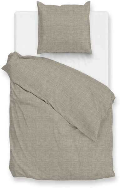 Zo! Home Flanell Bettwäsche 135x200 Flanella di Lino Khaki Beige uni Melange