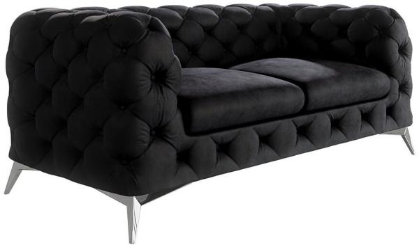 S-Style Möbel Chesterfield-Sofa 2-Sitzer Kalina mit Silber Metall Füßen, mit Wellenfederung