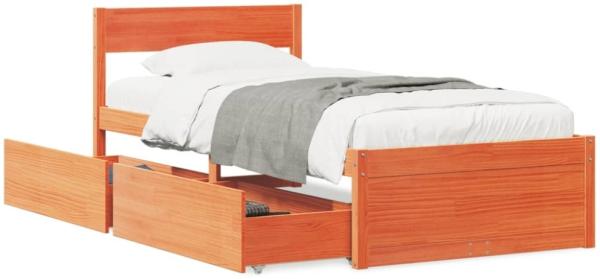 vidaXL Massivholzbett ohne Matratze Wachsbraun 75x190 cm Kiefernholz 846809