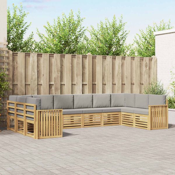 vidaXL Outdoor-Sofagarnitur 10 pcs Weiß und Hellgrau 3392581