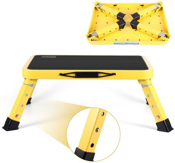 BlingBin Tritthocker 3-stufig höhenverstellbarer klappbarer Tritthocker (1 Stück, 1 St, 38 T x 26 B x 23 H cm), tragbare Leiter mit rutschfester Plattform und Gummifüßen, max. 150 kg