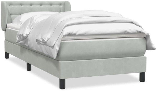 vidaXL Boxspringbett mit Matratze Hellgrau 90x210 cm Samt 3317847