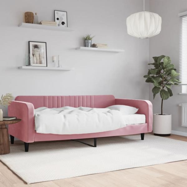 vidaXL Tagesbett mit Matratze Rosa 100x200 cm Samt