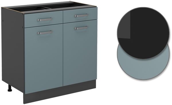 Küchenunterschrank R-Line Blau-Grau 80 cm , AP Eiche Vicco Bild 5