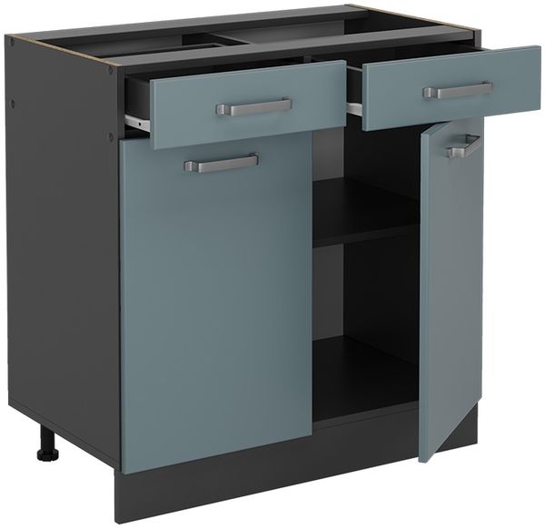 Küchenunterschrank R-Line Blau-Grau 80 cm , AP Eiche Vicco Bild 4