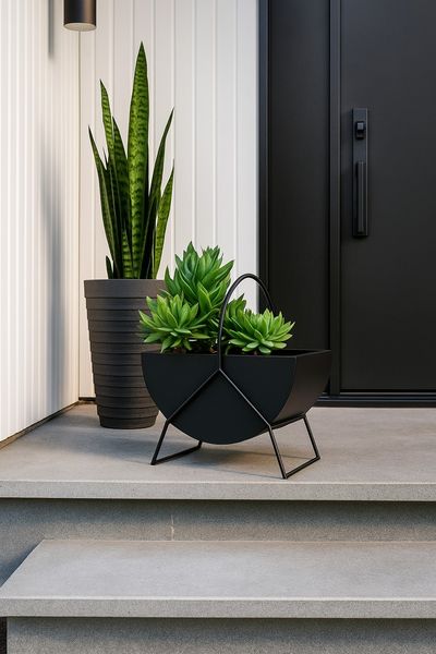 Pflanzkübel Metall Schwarz 43x25x40 cm – Modern, Pulverbeschichtet, Balkon & Garten