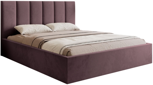 Selsey 'Masego' Polsterbett mit Bettkasten und Veloursbezug, Violett, 140x200 cm