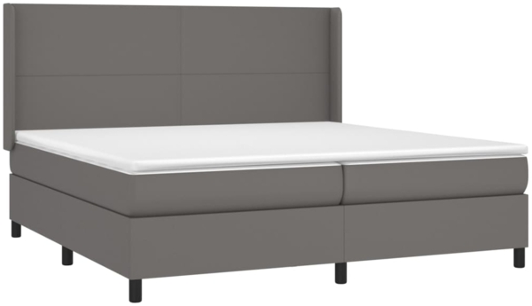 vidaXL Boxspringbett mit Matratze Grau 200x200 cm Kunstleder 3132403 Bild 2