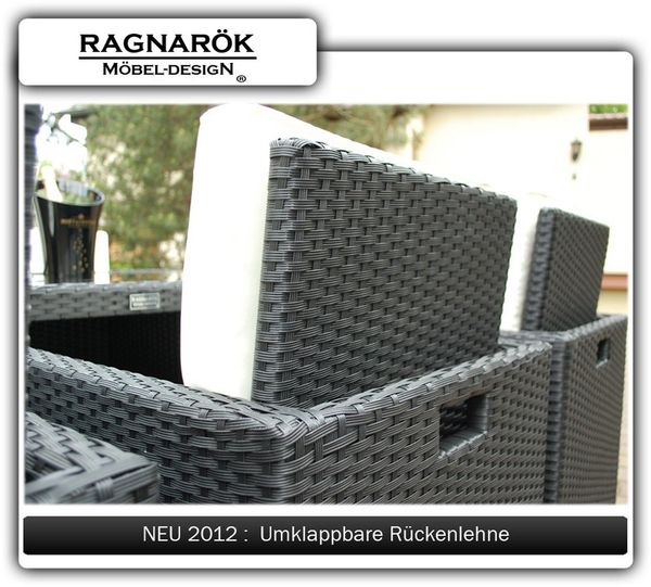 Ragnarök Möbel-Design Garten-Essgruppe Heimdall Esstisch Set 8+4, (Set, Polyrattan, Alu), Würfelsystem, klappbare Rückenlehne