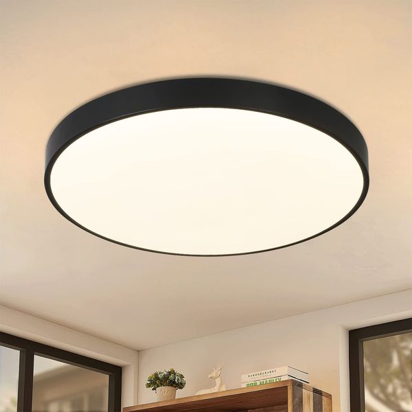 ZMH Deckenlampe LED Deckenleuchte Schlafzimmer - Schlafzimmerlampe Flach Ø28cm Küchenlampe Schwarz 3000K Badezimmerlampe IP44 Flurlampe Rund Deckenbeleuchtung Modern Badlampe für Küche Bad Flur
