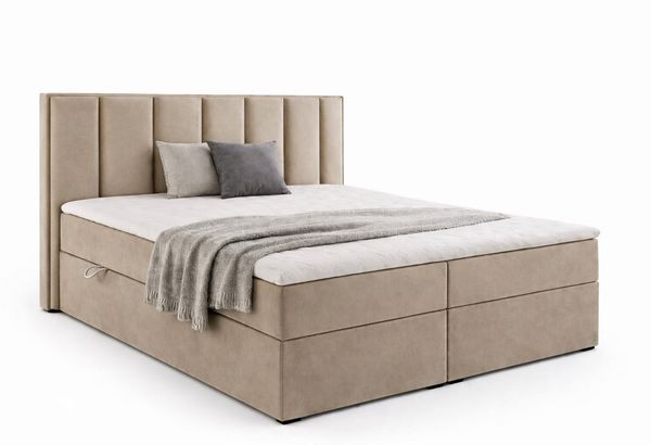 Labett Boxspringbett mit Bettkasten Matratze &Topper, HUGO 140x200 160x200 180x200 200x200 (Boxspringbett, Bettkasten, Matratze, Topper), 7-Zonen Taschenfederkernmatratze H3 oder H4
