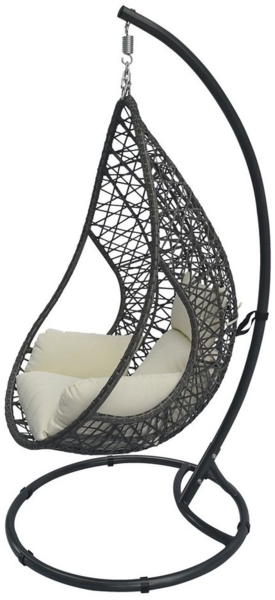 greemotion Hängesessel Kuba, anthrazit/weiß, Stahl, Polyethylengeflecht, Kissen aus Polyester, 210x103 cm