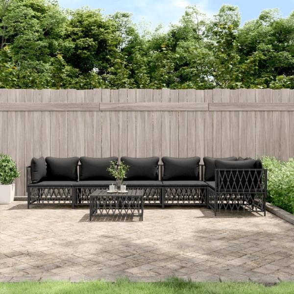 vidaXL 7-tlg. Garten-Lounge-Set mit Kissen Anthrazit Stahl 3186879