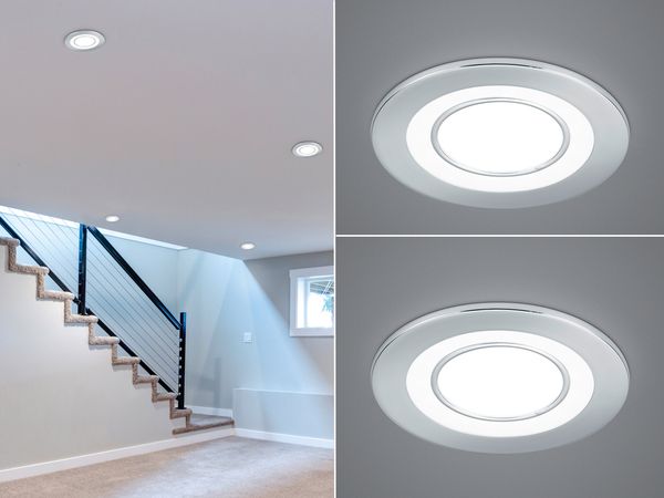 Runde LED Deckeneinbaustrahler 2er Set in Silber Chromfarben Ø 8,2cm