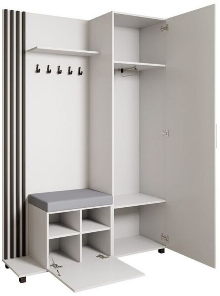 Beautysofa Garderoben-Set Livia – Design, Funktion und Ordnung in Perfektion, (Geräumiger Schuhschrank, mit praktischer Kleiderstange)