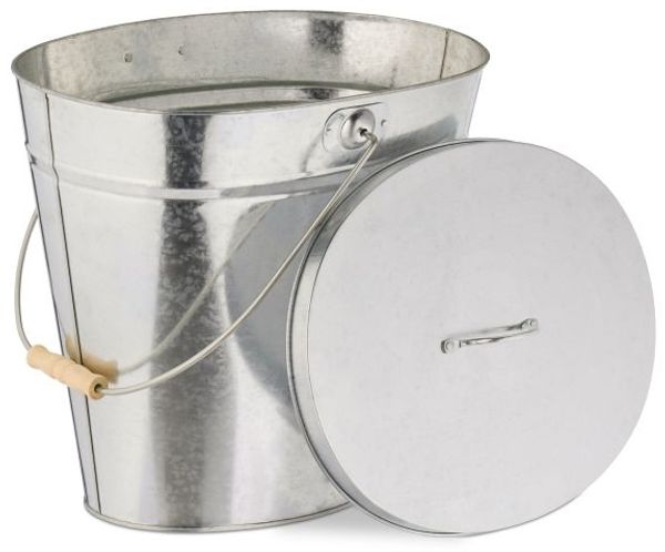 Relaxdays Verzinkter Ascheeimer mit Deckel