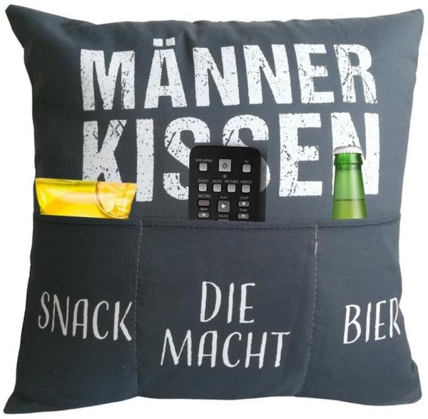 Bada Bing Dekokissen Männerkissen Kissen für Männer mit Taschen originelles Geschenk, mit 3 Taschen zum befüllen