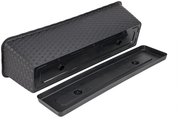 BigDean 3er Set Blumenkasten mit Untersetzer 60 cm lang Rattan-Optik anthrazit - aus PP-Kunststoff - Balkon Pflanzkasten schmal Balkonkasten Bild 3