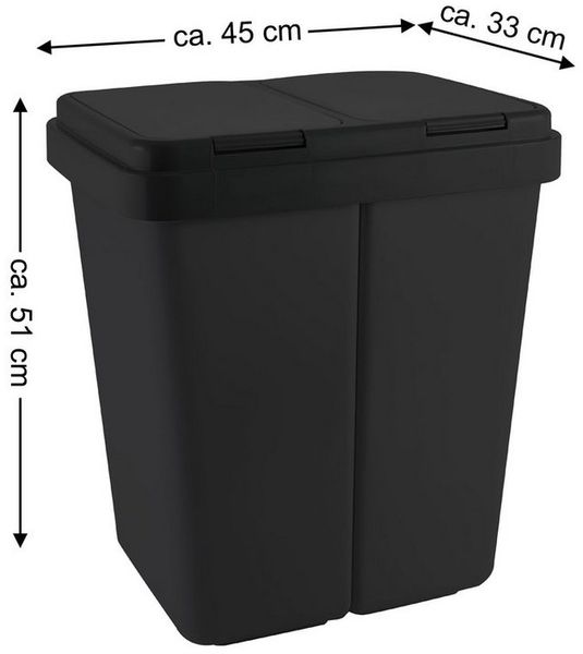 Ribelli Mülltrennsystem ZwEimer Müllbehälter 2x25L, Mülleimer Abfalleimer Küche