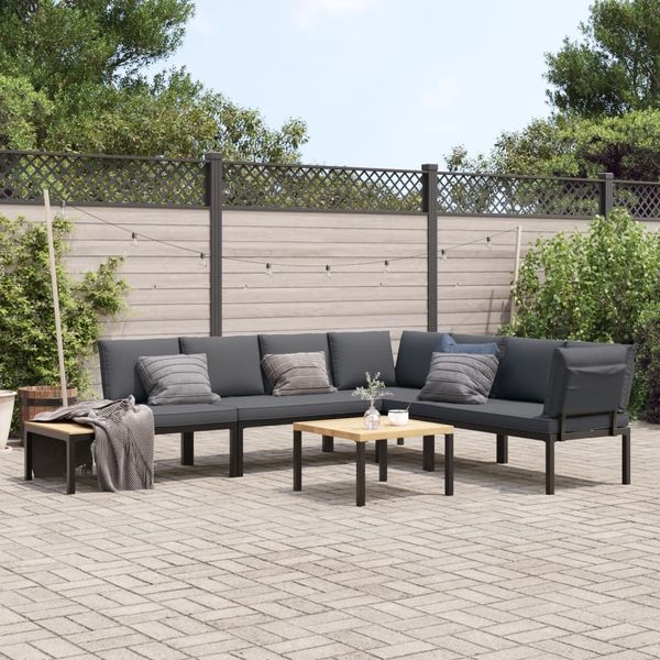 vidaXL 5-tlg. Garten-Sofagarnitur mit Kissen Schwarz Aluminium 3283681
