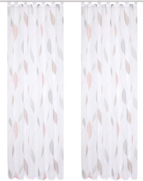 HOME WOHNIDEEN Vorhang PAOLO (2 St), Schlaufen, transparent, Voile, 2er Pack Schlaufenschal PAOLO bedruckt