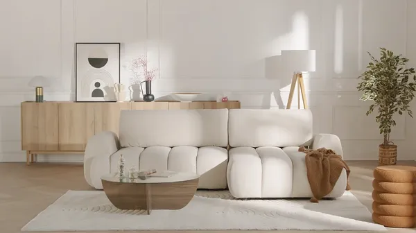 Vente-unique - FRIDORA Sofa Stoff Beige - B 168 cm x H 81 cm x L 272 cm