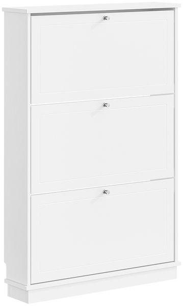 SoBuy FSR215-W Schuhschrank, MDF, Lackiert, Weiß, 76 x 113 x 18 cm