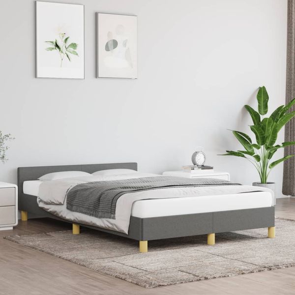 vidaXL Bettgestell ohne Matratze Dunkelgrau 120x190 cm Stoff 379535