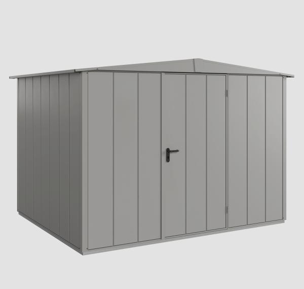 Hörmann Ecostar Metall-Gerätehaus Elegant mit Satteldach Typ 3, 238 x 303 cm , graualuminium, 7,2 m²,1-flüglige Tür