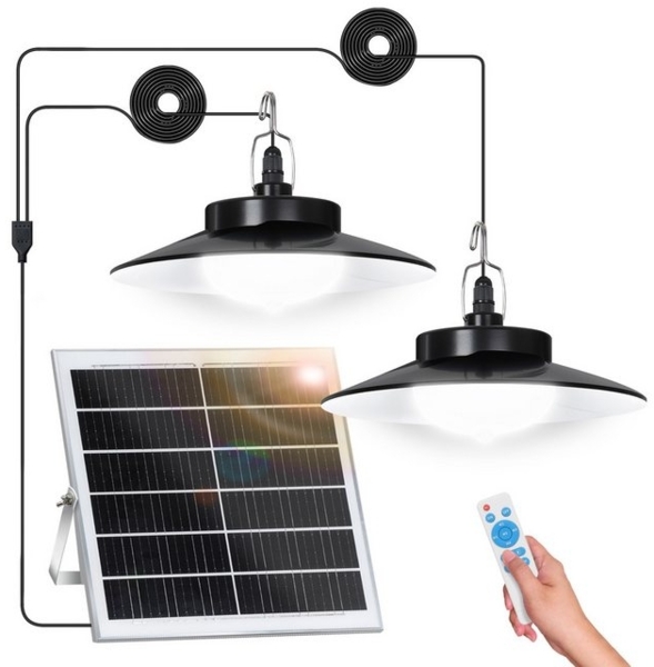 LMaxhome LED Solarleuchte Hängelampen Solar Deckenleuchte Outdoor, 5 Modi mit Fernbedienung IP65, Untrennbar - 2 Lampen, LED fest integriert, Warmweiß/Kaltweiß Wahlbar, mit Bewegungsmelder und 5m Kabel, Solarlampe für Garten, Terrasse Bild 4