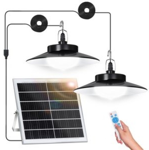 LMaxhome LED Solarleuchte Hängelampen Solar Deckenleuchte Outdoor, 5 Modi mit Fernbedienung IP65, Untrennbar - 2 Lampen, LED fest integriert, Warmweiß/Kaltweiß Wahlbar, mit Bewegungsmelder und 5m Kabel, Solarlampe für Garten, Terrasse Bild 6