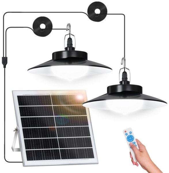 LMaxhome LED Solarleuchte Hängelampen Solar Deckenleuchte Outdoor, 5 Modi mit Fernbedienung IP65, Untrennbar - 2 Lampen, LED fest integriert, Warmweiß/Kaltweiß Wahlbar, mit Bewegungsmelder und 5m Kabel, Solarlampe für Garten, Terrasse Bild 1