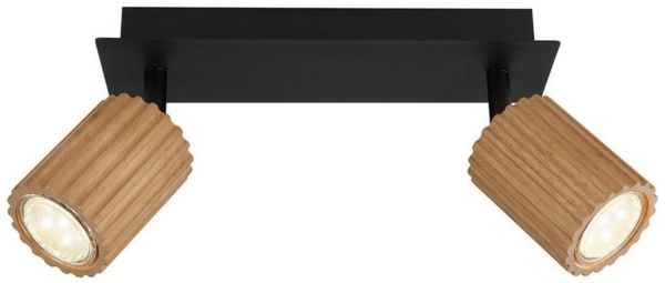 GLOBO LIGHTING Deckenstrahler WENZEL, 2-flammig, 25,5 x 13 cm, Braun, Schwarz, ohne Leuchtmittel, Metall, Lampenschirme aus Holz Bild 3
