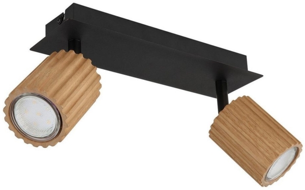 GLOBO LIGHTING Deckenstrahler WENZEL, 2-flammig, 25,5 x 13 cm, Braun, Schwarz, ohne Leuchtmittel, Metall, Lampenschirme aus Holz Bild 2