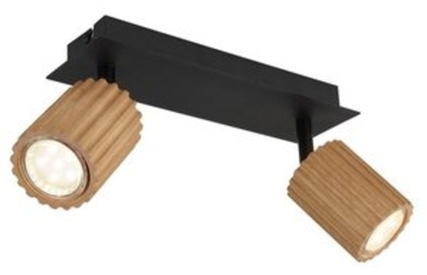 GLOBO LIGHTING Deckenstrahler WENZEL, 2-flammig, 25,5 x 13 cm, Braun, Schwarz, ohne Leuchtmittel, Metall, Lampenschirme aus Holz Bild 6