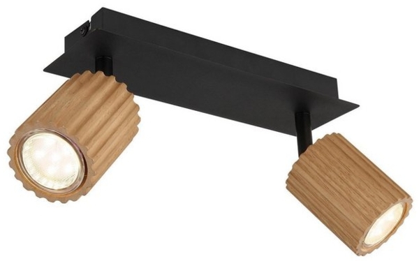GLOBO LIGHTING Deckenstrahler WENZEL, 2-flammig, 25,5 x 13 cm, Braun, Schwarz, ohne Leuchtmittel, Metall, Lampenschirme aus Holz Bild 4