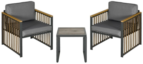 MC Star Balkonset Gartenmöbel-Set 3-tlg. Bistro-Set mit Couchtisch & 2 Stühlen, (Gartensitzgruppe mit Kissen, grau, ideal für Terrasse & Balkon) Bild 5